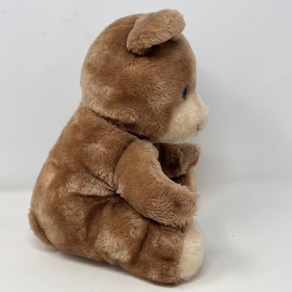 R. Dakin & Co. Vintage 1977 Brown Teddy Bear Clasped Paws Sitting 10" Tall - Picture 4 of 7